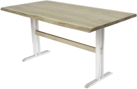 Обеденный стол Buro7 Двутавр с обзолом 150x80x76 (дуб беленый/белый) - 