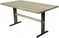 Обеденный стол Buro7 Двутавр с обзолом 150x80x76 (дуб беленый/черный) - 