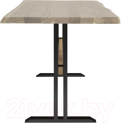 Обеденный стол Buro7 Двутавр с обзолом 150x80x76 (дуб беленый/черный)