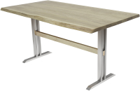 Обеденный стол Buro7 Двутавр с обзолом 150x80x76 (дуб беленый/серебристый) - 