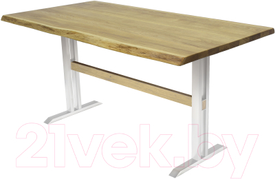 Обеденный стол Buro7 Двутавр с обзолом 150x80x76 (дуб натуральный/белый)