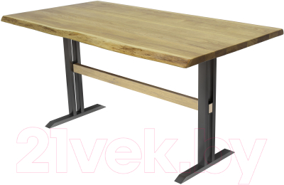 Обеденный стол Buro7 Двутавр с обзолом 150x80x76 (дуб натуральный/черный)