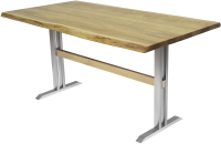 Обеденный стол Buro7 Двутавр с обзолом 150x80x76 (дуб натуральный/серебристый) - 