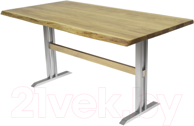 Обеденный стол Buro7 Двутавр с обзолом 150x80x76 (дуб натуральный/серебристый)