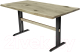 Обеденный стол Buro7 Двутавр с обзолом и сучками 150x80x76 (дуб беленый/черный) - 
