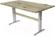 Обеденный стол Buro7 Двутавр с обзолом и сучками 150x80x76 (дуб беленый/серебристый) - 