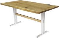 Обеденный стол Buro7 Двутавр с обзолом и сучками 150x80x76 (дуб натуральный/белый) - 