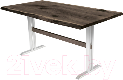 Обеденный стол Buro7 Двутавр с обзолом и сучками 150x80x76 (дуб мореный/белый)