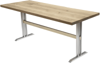 Обеденный стол Buro7 Двутавр Классика 180x80x76 (дуб беленый/серебристый) - 