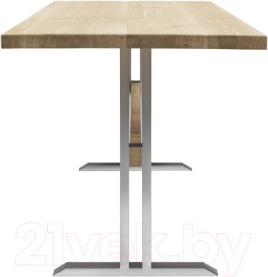 Обеденный стол Buro7 Двутавр Классика 180x80x76 (дуб беленый/серебристый)