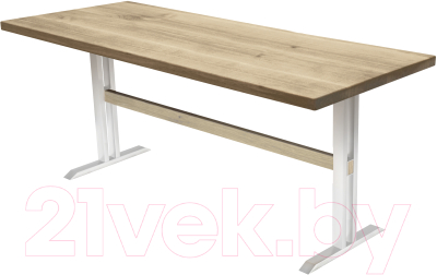 Обеденный стол Buro7 Двутавр Классика 180x80x76 (дуб натуральный/белый)