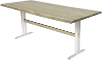 Обеденный стол Buro7 Двутавр с обзолом 180x80x76 (дуб беленый/белый) - 