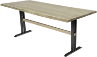 Обеденный стол Buro7 Двутавр с обзолом 180x80x76 (дуб беленый/черный) - 