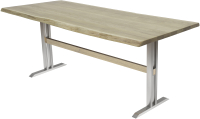Обеденный стол Buro7 Двутавр с обзолом 180x80x76 (дуб беленый/серебристый) - 