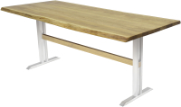 Обеденный стол Buro7 Двутавр с обзолом 180x80x76 (дуб натуральный/белый) - 