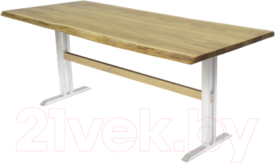 Обеденный стол Buro7 Двутавр с обзолом 180x80x76 (дуб натуральный/белый)