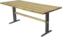 Обеденный стол Buro7 Двутавр с обзолом 180x80x76 (дуб натуральный/черный) - 