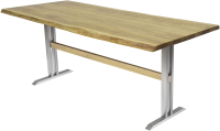 Обеденный стол Buro7 Двутавр с обзолом 180x80x76 (дуб натуральный/серебристый) - 