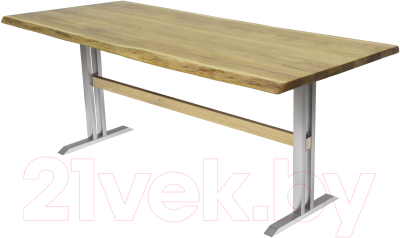 Обеденный стол Buro7 Двутавр с обзолом 180x80x76 (дуб натуральный/серебристый)