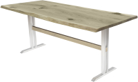 Обеденный стол Buro7 Двутавр с обзолом и сучками 180x80x76 (дуб беленый/белый) - 