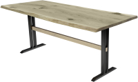 Обеденный стол Buro7 Двутавр с обзолом и сучками 180x80x76 (дуб беленый/черный) - 