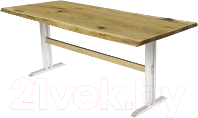 Обеденный стол Buro7 Двутавр с обзолом и сучками 180x80x76 (дуб натуральный/белый)
