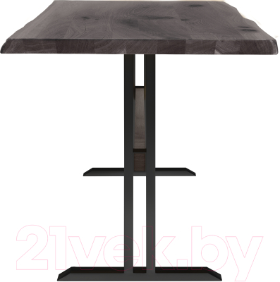 Обеденный стол Buro7 Двутавр с обзолом и сучками 180x80x76 (дуб мореный/черный)