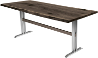 Обеденный стол Buro7 Двутавр с обзолом и сучками 180x80x76 (дуб мореный/серебристый) - 