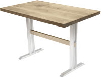 Обеденный стол Buro7 Двутавр Классика 110x80x76 (дуб беленый/белый) - 
