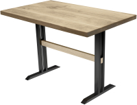 Обеденный стол Buro7 Двутавр Классика 110x80x76 (дуб беленый/черный) - 