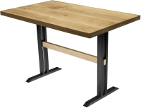 Обеденный стол Buro7 Двутавр Классика 110x80x76 (дуб натуральный/черный) - 