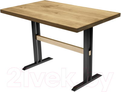 Обеденный стол Buro7 Двутавр Классика 110x80x76 (дуб натуральный/черный)