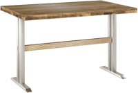 Обеденный стол Buro7 Двутавр Классика 110x80x76 (дуб натуральный/серебристый) - 