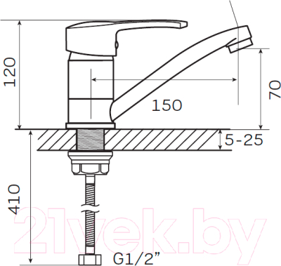 Смеситель Zerix Ped-B 135 / ZX0064