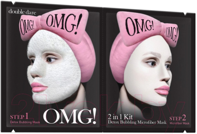 Набор косметики для лица Double Dare OMG SPA Маска 4шт + Кисть + Бант-повязка (мятный)