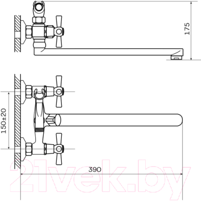 Смеситель Zerix DMT-B 722 / ZX0210 (плоский излив)