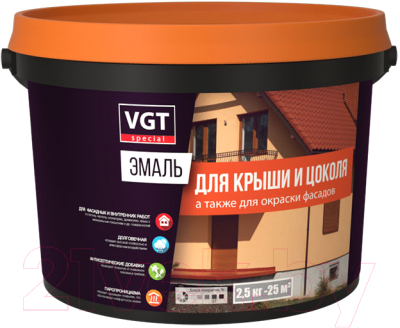 

Эмаль VGT, Бордовый, ВД-АК-1179 Профи для крыши и цоколя