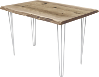 Обеденный стол Buro7 Грасхопер с обзолом и сучками 110x80x75 (дуб беленый/белый) - 