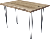 Обеденный стол Buro7 Грасхопер с обзолом и сучками 110x80x75 (дуб беленый/черный) - 