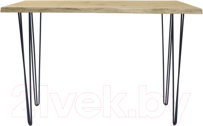 Обеденный стол Buro7 Грасхопер с обзолом и сучками 110x80x75 (дуб беленый/черный)