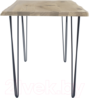 Обеденный стол Buro7 Грасхопер с обзолом и сучками 110x80x75 (дуб беленый/черный)