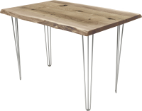 Обеденный стол Buro7 Грасхопер с обзолом и сучками 110x80x75 (дуб беленый/серебристый) - 