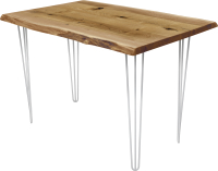 Обеденный стол Buro7 Грасхопер с обзолом и сучками 110x80x75 (дуб натуральный/белый) - 