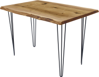 Обеденный стол Buro7 Грасхопер с обзолом и сучками 110x80x75 (дуб натуральный/черный) - 