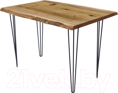 Обеденный стол Buro7 Грасхопер с обзолом и сучками 110x80x75 (дуб натуральный/черный)