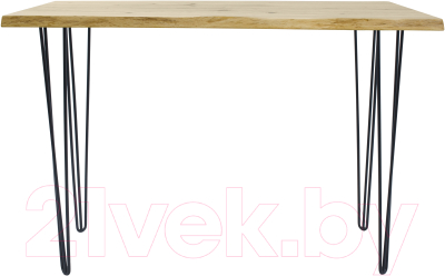Обеденный стол Buro7 Грасхопер с обзолом и сучками 110x80x75 (дуб натуральный/черный)