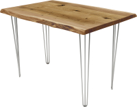 Обеденный стол Buro7 Грасхопер с обзолом и сучками 110x80x75 (дуб натуральный/серебристый) - 