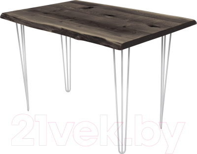 Обеденный стол Buro7 Грасхопер с обзолом и сучками 110x80x75 (дуб мореный/белый)