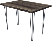 Обеденный стол Buro7 Грасхопер с обзолом и сучками 110x80x75 (дуб мореный/черный) - 