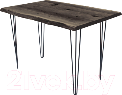 Обеденный стол Buro7 Грасхопер с обзолом и сучками 110x80x75 (дуб мореный/черный)